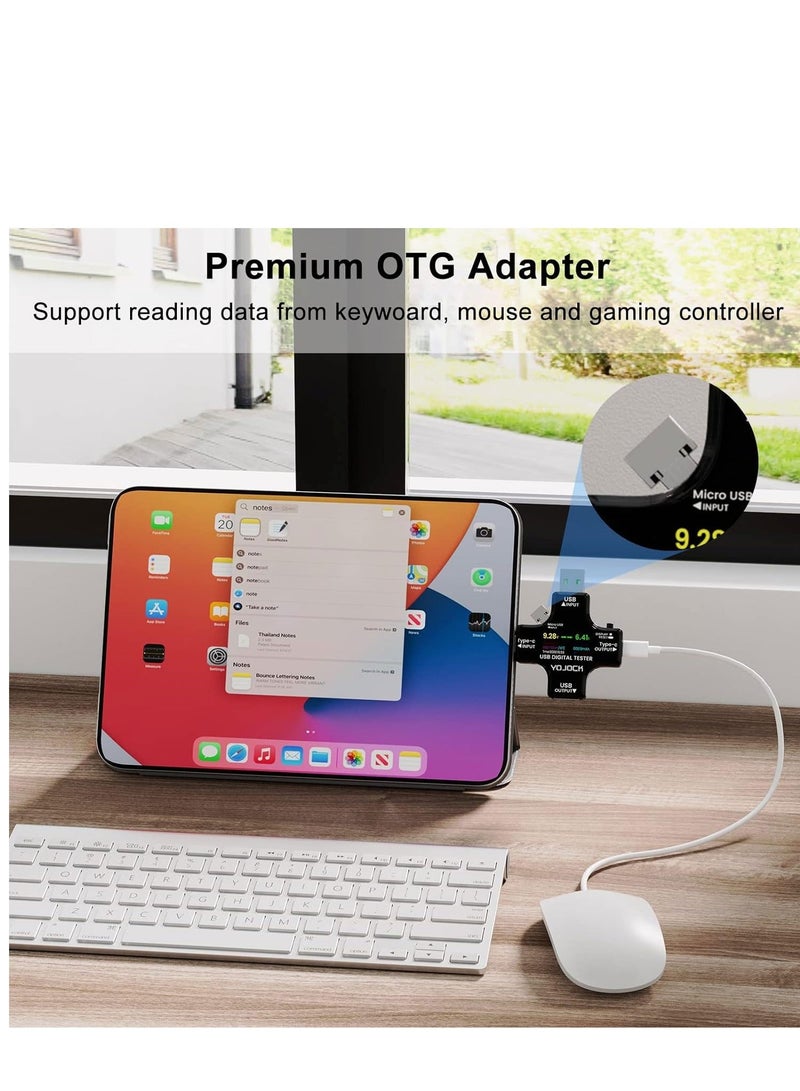 جهاز قياس الطاقة USB C، 2 في 1 جهاز اختبار USB C نوع-C شاشة ملونة IPS مقياس رقمي، مقياس جهد USB C تيار فولت متر أمبير فولت كاشف، مؤشر شاحن كابل USB 3.6-32V 0-5.1A - Image 5
